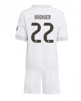 Billige Fotballdrakt Real Madrid Antonio Rudiger #22 Replika Hjemmedraktsett Barn 2025-26 Kortermet (med bukser)